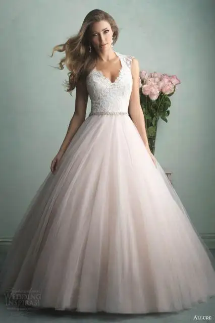 allure-bridals-fall-2014-champagne-pink-color-wedding-dress-style-9163