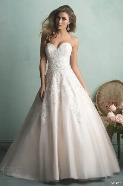 allure-bridals-fall-2014-strapless-ball-gown-lace-style-9153f