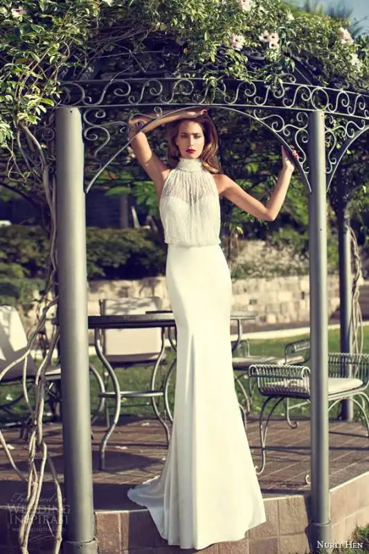 nurit-hen-bridal-summer-2014-sleeveless-halter-neck-blouson-wedding-dress