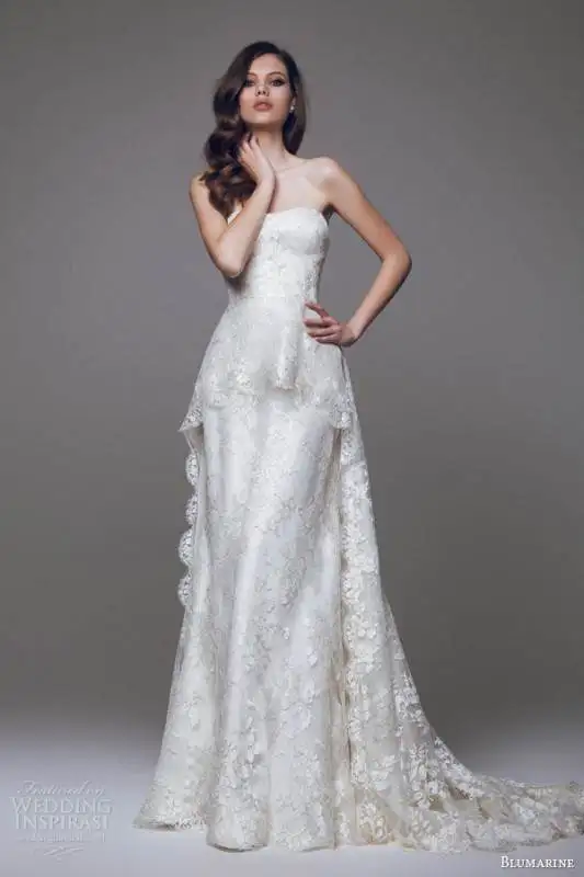 blumarine-2015-bridal-beautiful-strapless-wedding-dress-lace-peplum-over-skirt