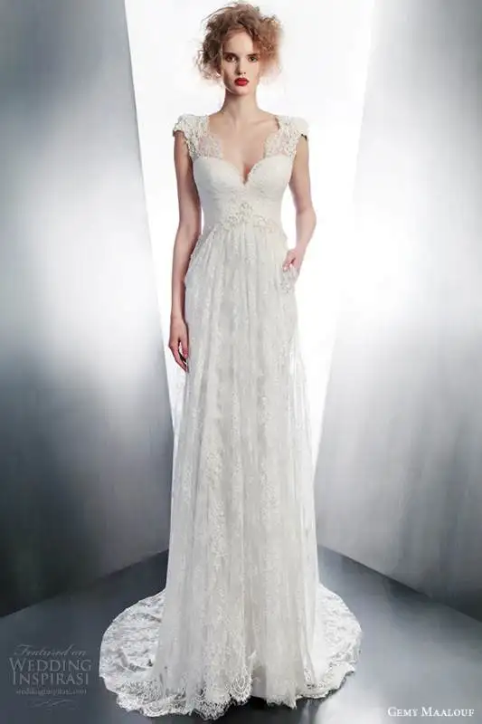 gemy-maalouf-2015-bridal-cap-sleeve-lace-wedding-dress-scalloped-v-neckline-pocket-style-4140
